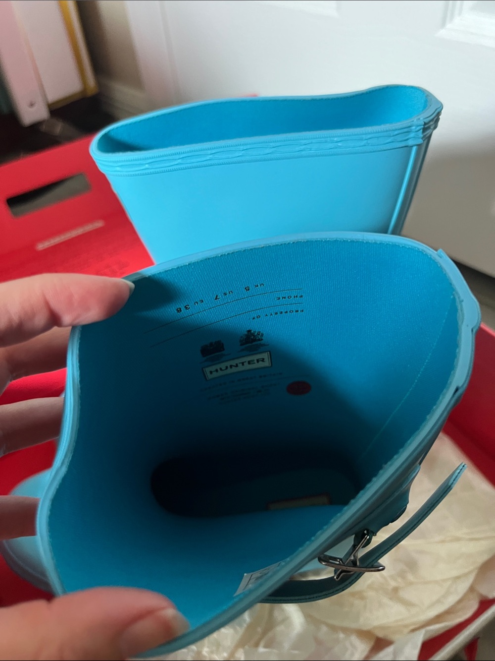 Hunter Short Rain Boots in Turquoise Blue - Picture 3 of 4